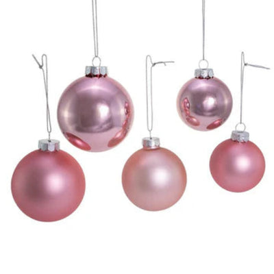 Kurt Adler Shiny and Matte Pink Glass Ornaments - 20 Piece Box Set | Putti