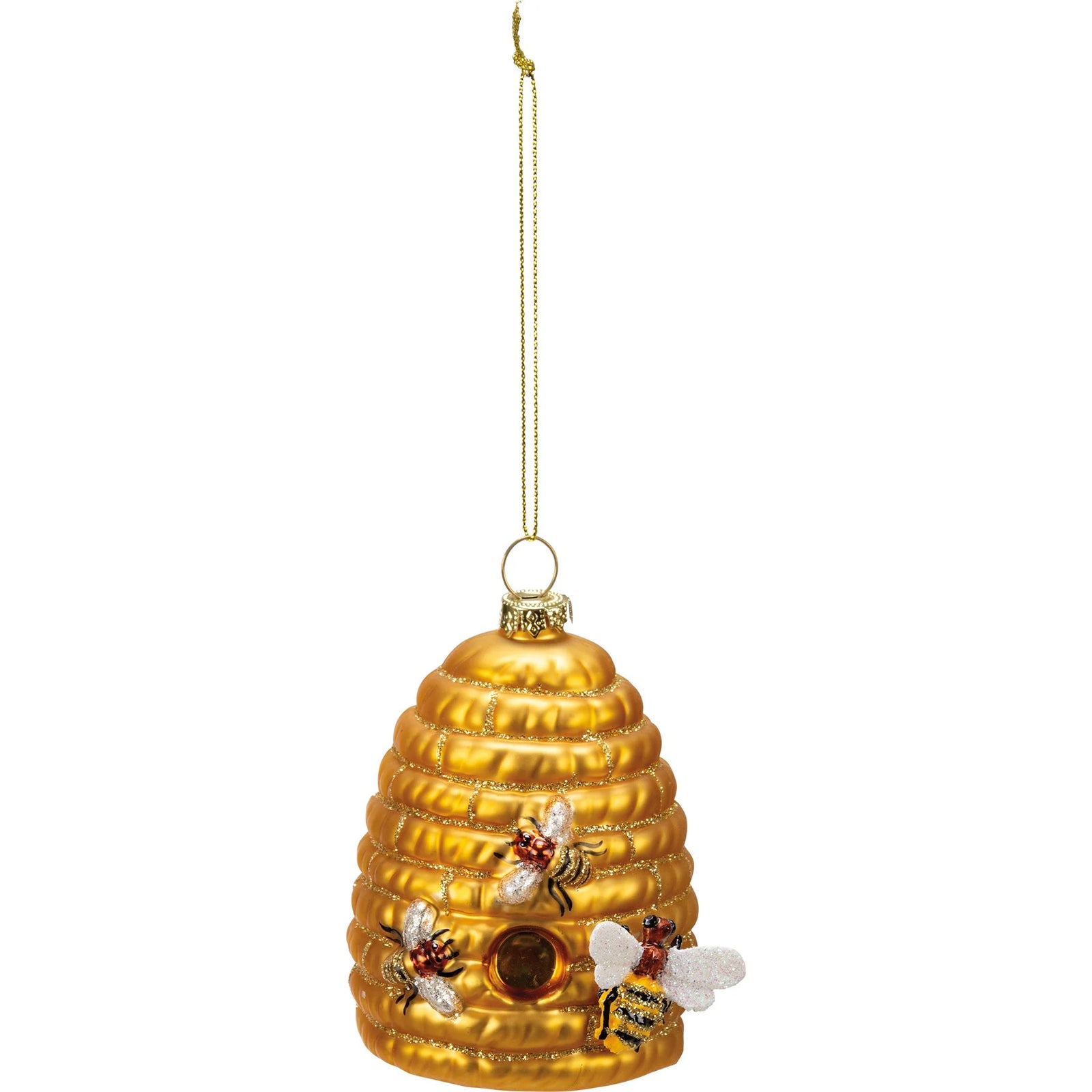 Bee Hive with Bee Glass Ornament | Putti Christmas Celebrations 