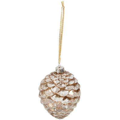 Snowy Pinecone Glass Christmas Ornament | Putti Christmas Decorations