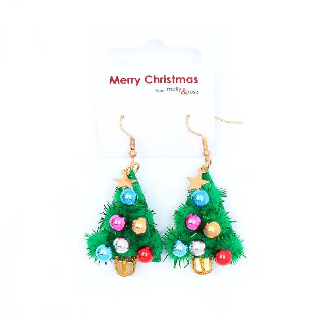 Tinsel Christmas Tree Earrings  | Putti Christmas 