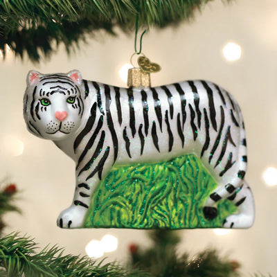 Old World Christmas White Tiger Ornament | Putti Christmas Decorations