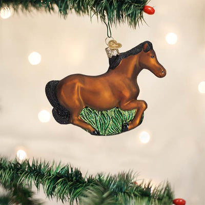 Old World Christmas Brown Mustang Horse Ornament | Putti Christmas Decorations
