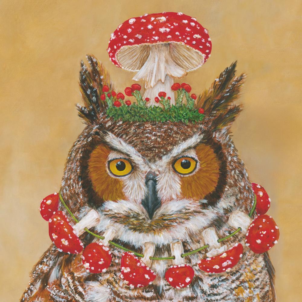 "Pageant Queen" Owl with Toadstools Paper Napkins - Lunch