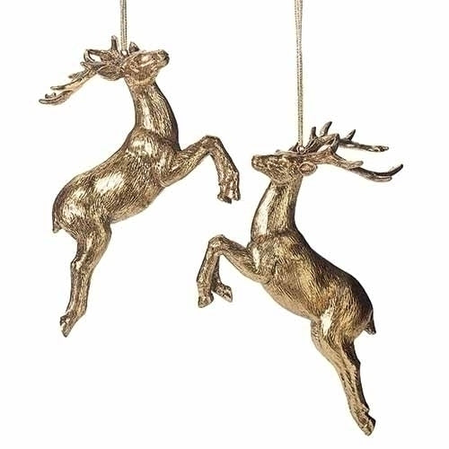 Gold Resin Leaping Deer Ornament