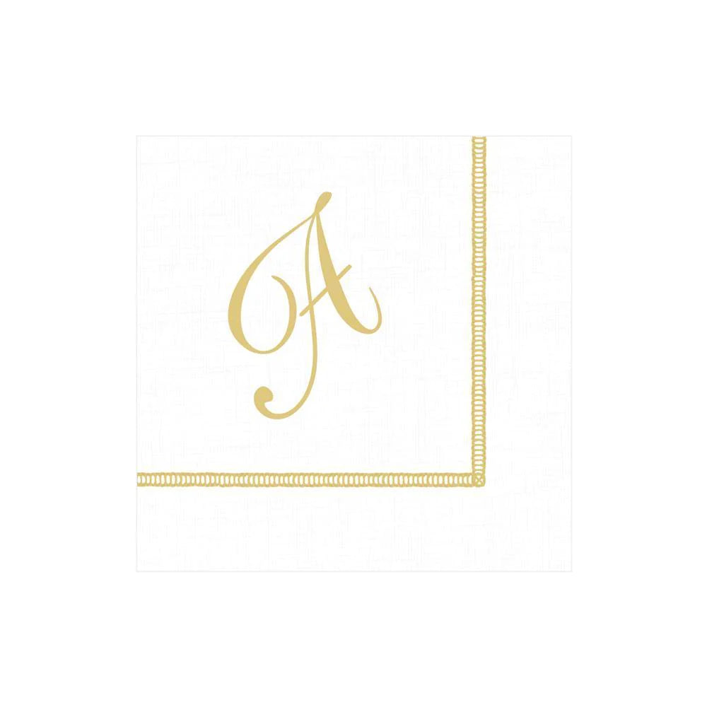 Hemstitch Script Initial Paper Cocktail Napkins - A | Putti Celebrations Canada 