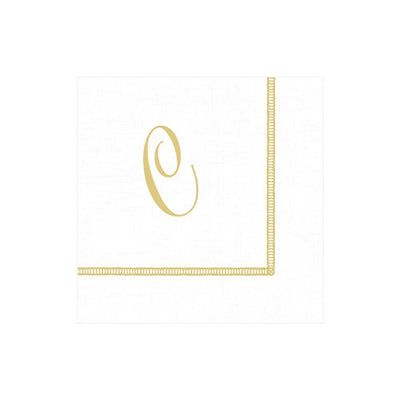 Hemstitch Script Initial Paper Cocktail Napkins - C