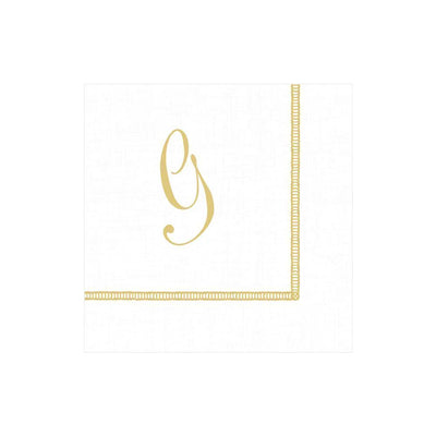 Hemstitch Script Initial Paper Cocktail Napkins - G | Putti Celebrations Canada