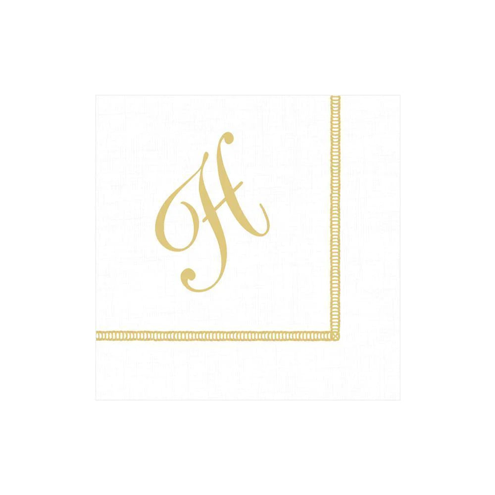 Hemstitch Script Initial Paper Cocktail Napkins - H | Putti Celebrations Canada 