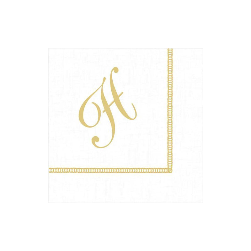Hemstitch Script Initial Paper Cocktail Napkins - H | Putti Celebrations Canada 