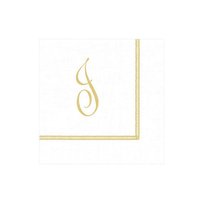 Hemstitch Script Initial Paper Cocktail Napkins - J