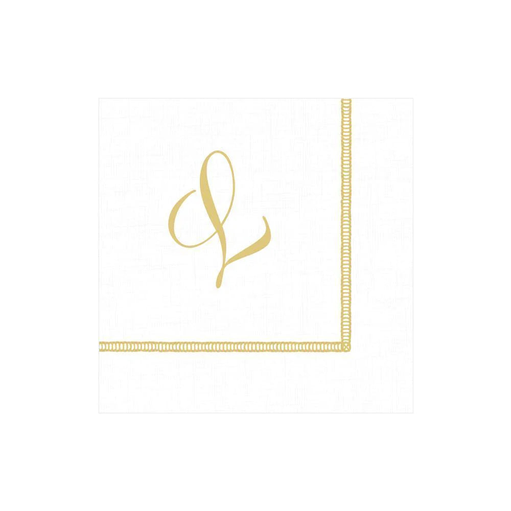 Hemstitch Script Initial Paper Cocktail Napkins - L | Putti Celebrations Canada 