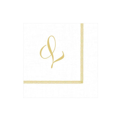 Hemstitch Script Initial Paper Cocktail Napkins - L | Putti Celebrations Canada