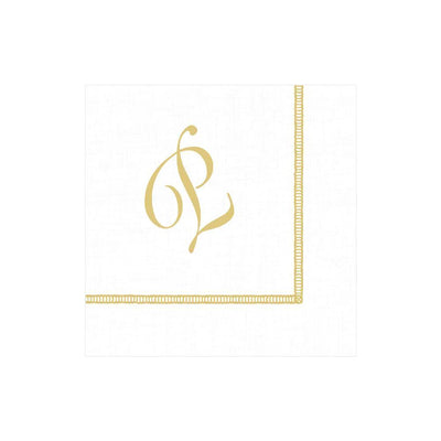 Hemstitch Script Initial Paper Cocktail Napkins - P