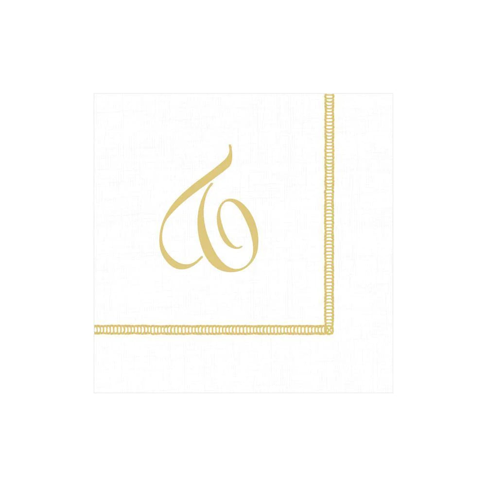 Hemstitch Script Initial Paper Cocktail Napkins - T | Putti Celebrations Canada 