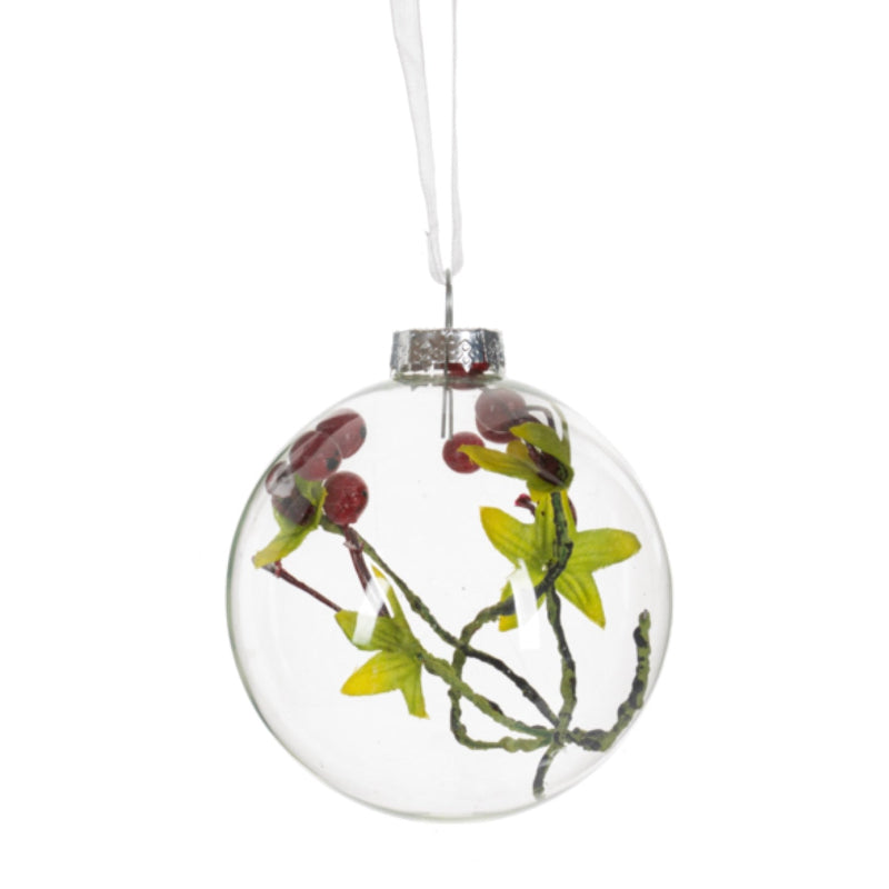 Holly Berry Glass Ornaments | Putti Christmas Decorations 