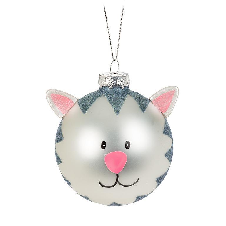 Cute Cat Head Ball Glass Ornament | Putti Christmas Decorations 