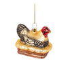 Hen on Roost Glass Ornament | Putti Christmas Decorations