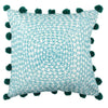 Aqua Pom Pom Square Indoor/Outdoor Pillow | Putti Fine Furnishings