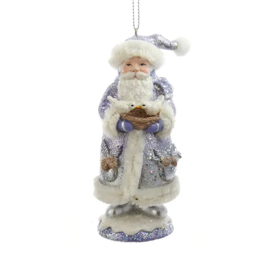 Lavender Belsnickel Santa Ornament with Dove