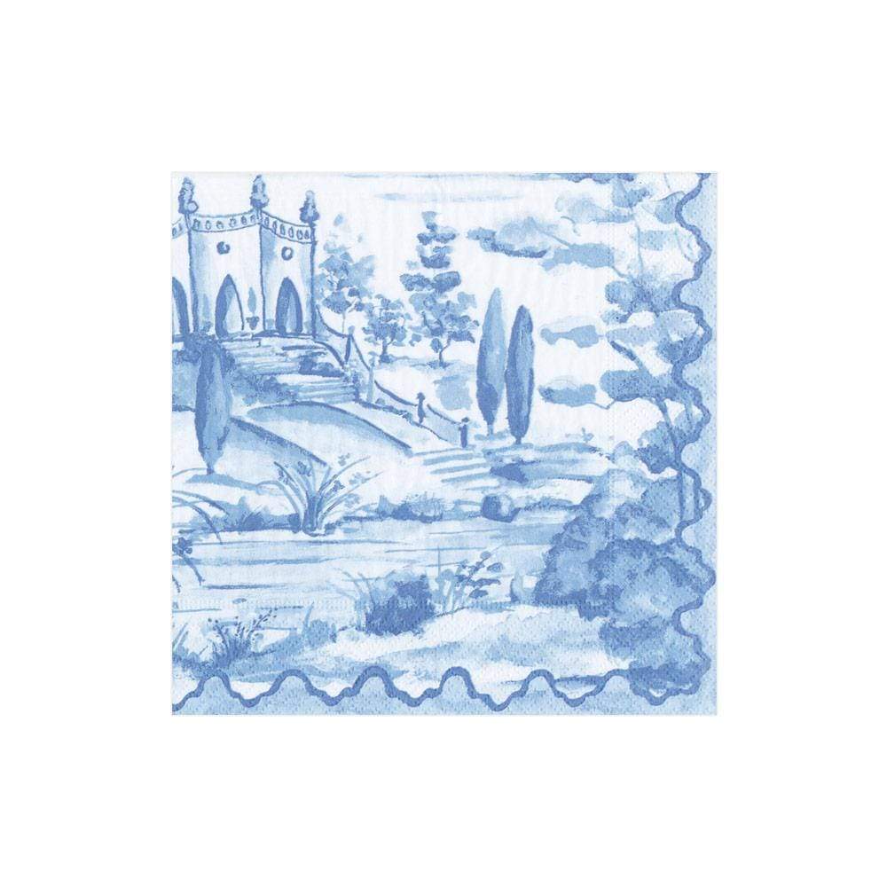 Tuscan Toile Blue Paper Napkins - Beverage | Putti Celebrations Canada 