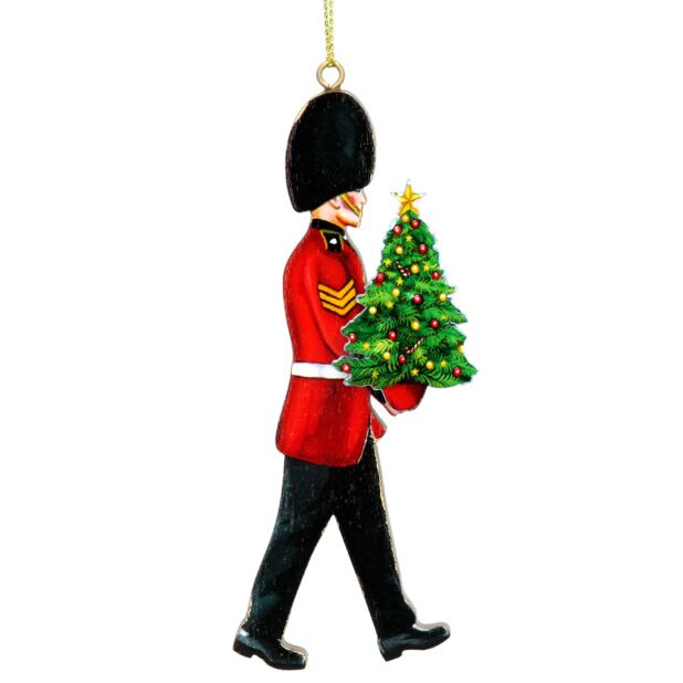 London Guard with Christmas Tree Wood Ornament | Putti Christmas Decorations 