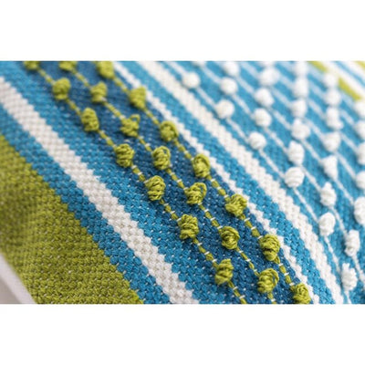 Aqua and Green Striipe Square Indoor/Outdoor Pillow