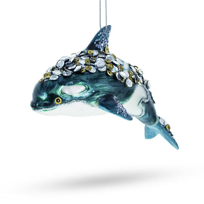 Orca Whale Glass Christmas Ornament | Putti Christmas Decortaions
