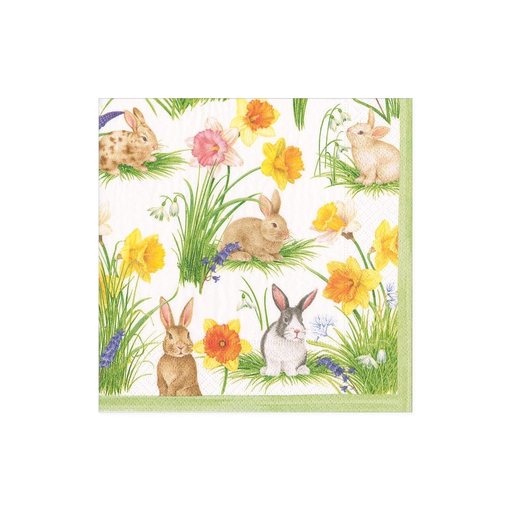Bunnies and Daffodils Paper Cocktail Napkins
