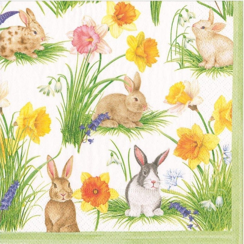Bunnies and Daffodils Paper Lunch Napkins