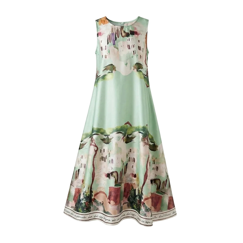 Amalfi Satin Dress - Green
