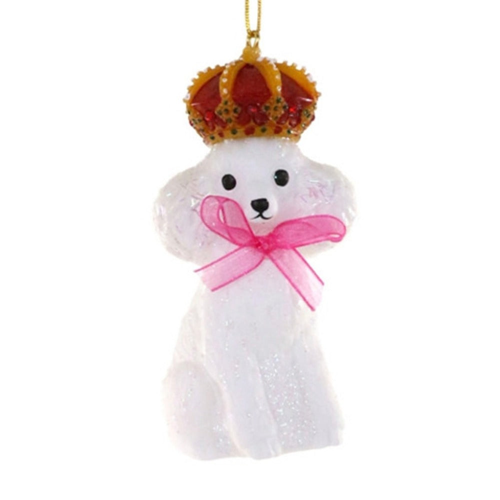 Cody Foster Regal Poodle Glass Ornament - White | Putti Christmas Decorations 