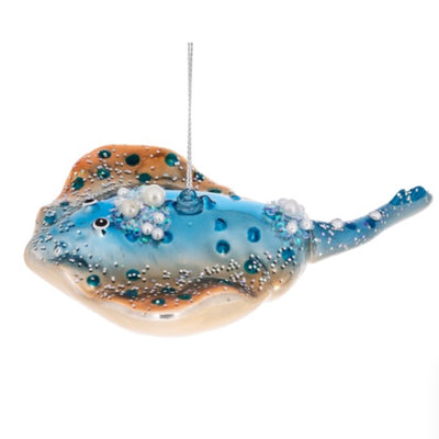 Blue Stingray Glass Ornament