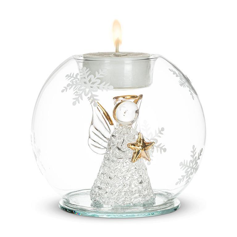 Spun Angel with Star Glass Ball Votive | Putti Christmas Decorations