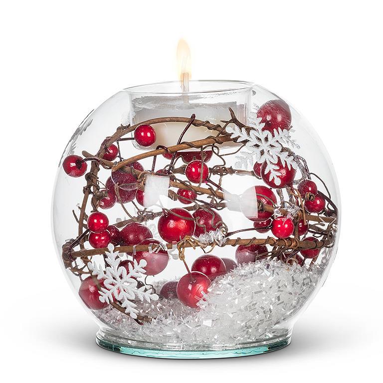 Red Berry & Snow Ball Votive | Putti Fine Furnishings 