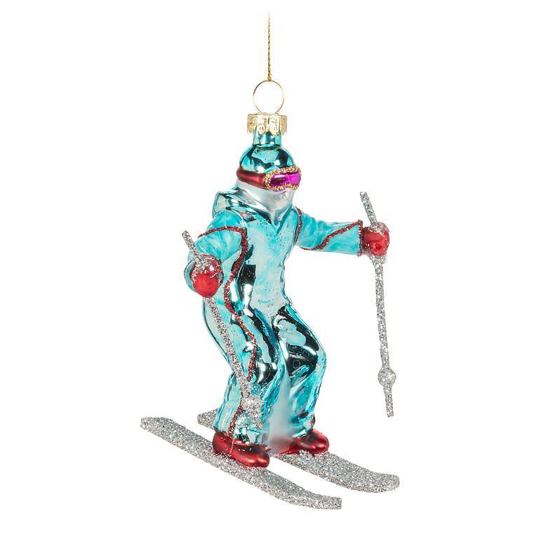 Downhill Skier Glass Ornament - Man