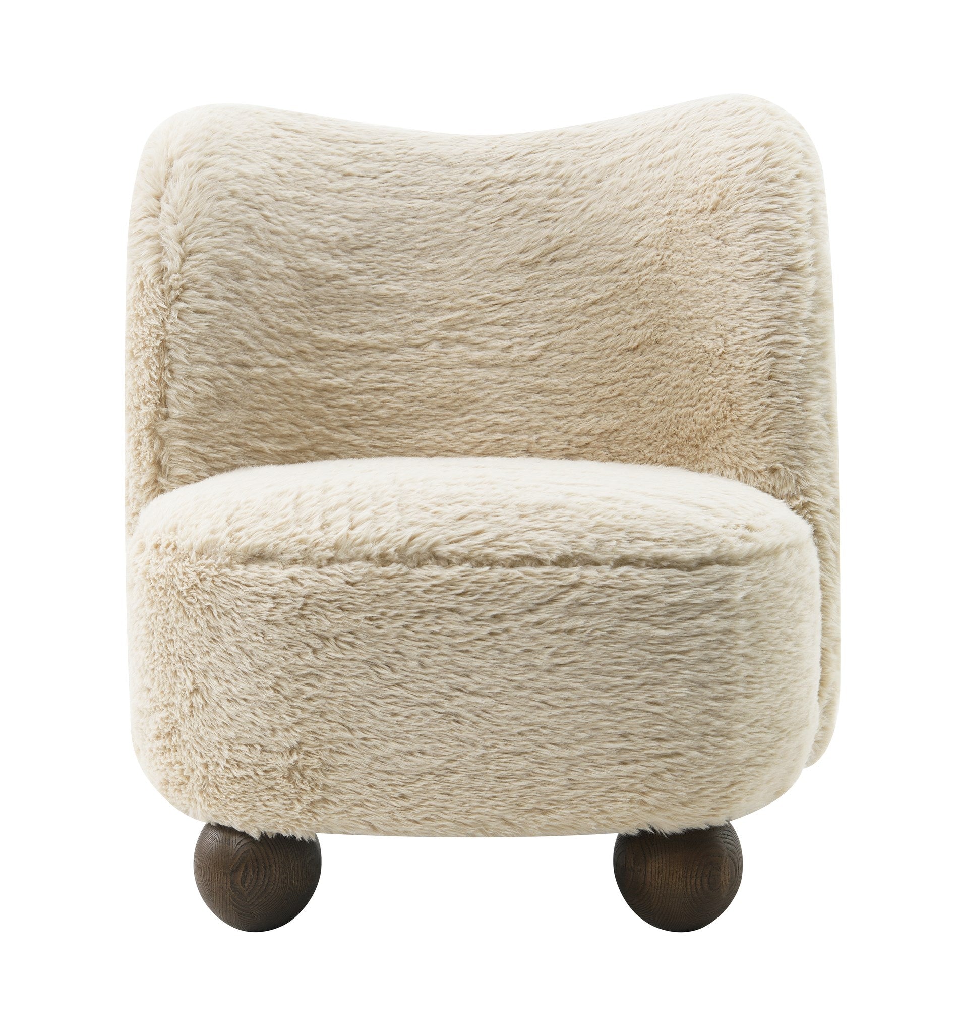 Ivory Faux Fur Ball Foot Armless Chair
