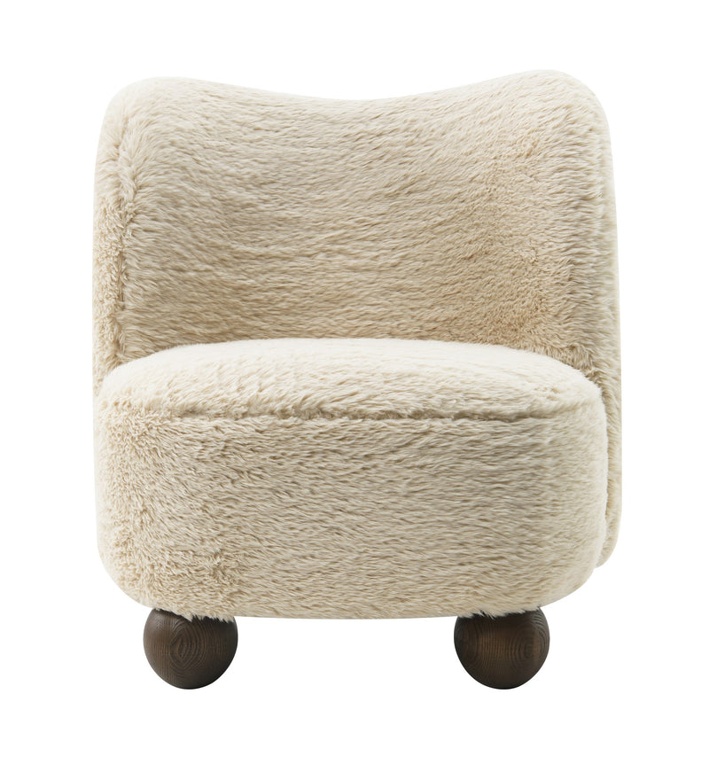 Ivory Faux Fur Ball Foot Armless Chair