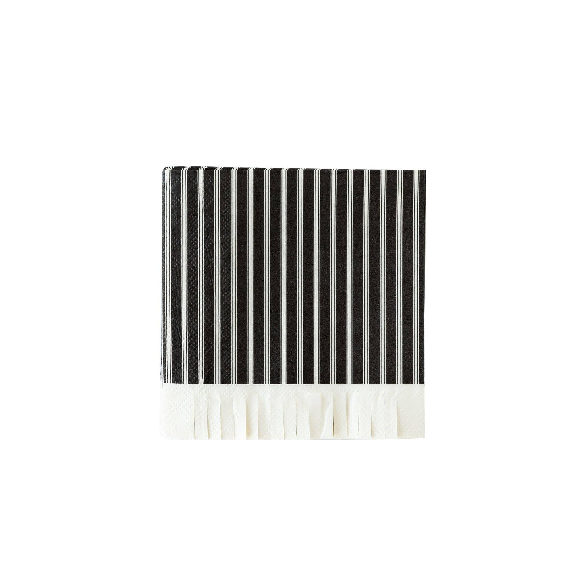 Black and White Ticking Fringe Napkin