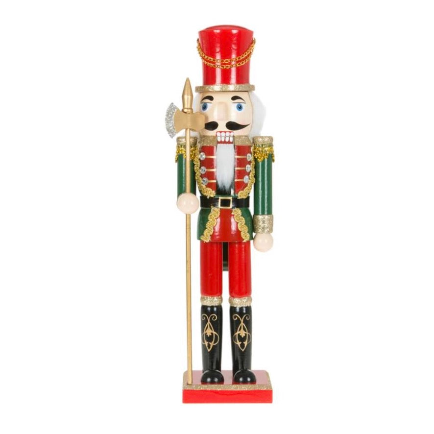 Red and Green Nutcracker with Staff