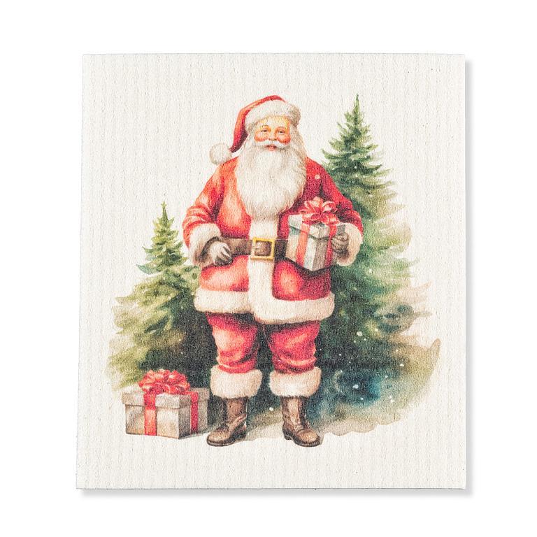 Classic Santa with Presents Dishcloth | Putti Fine Furnishings 