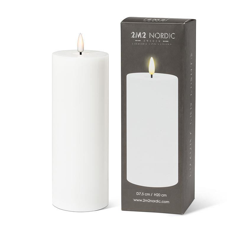 Luxlite Flameless Candles LED Pillar Candle - White 3" x 8"