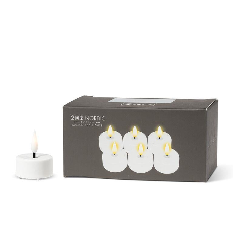 Luxlite Flameless Candles LED Pillar Candle - White Tealight Set 6