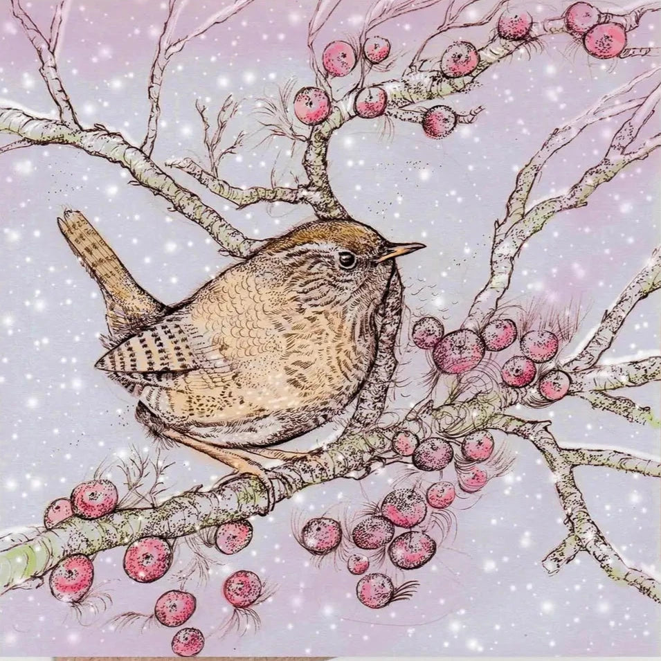 Wren and Berries Greeting Card  | Putti Fine Furnishings 