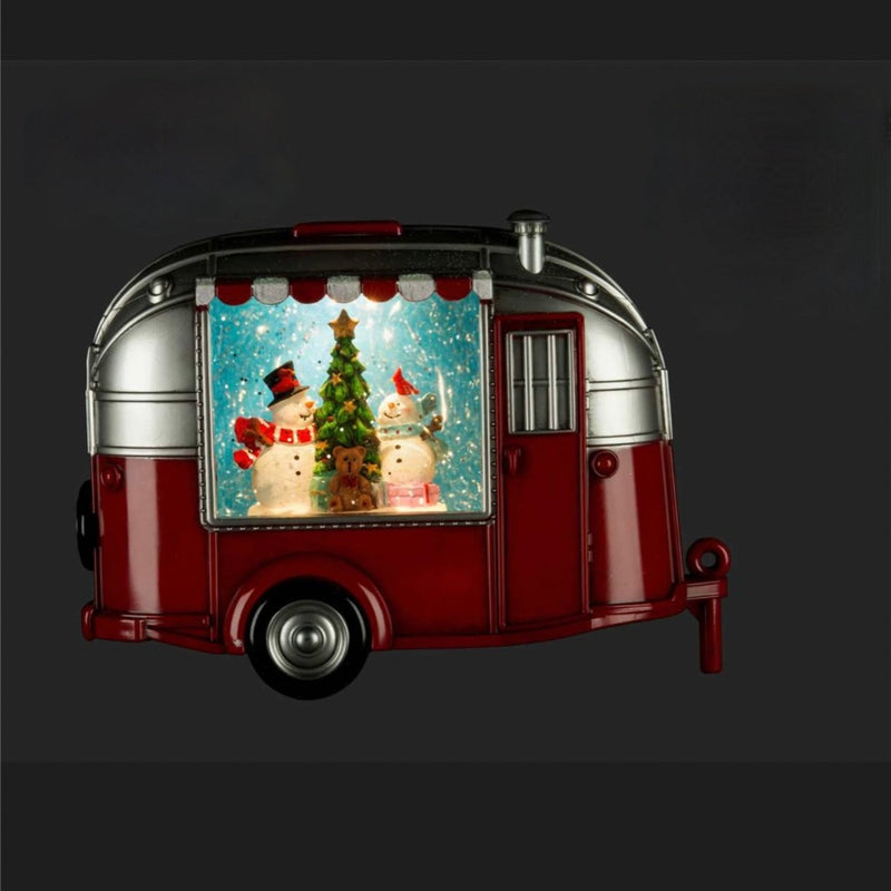 Snowman Camper Snow Globe with LED and Perpetual Snow | Putti Christmas 