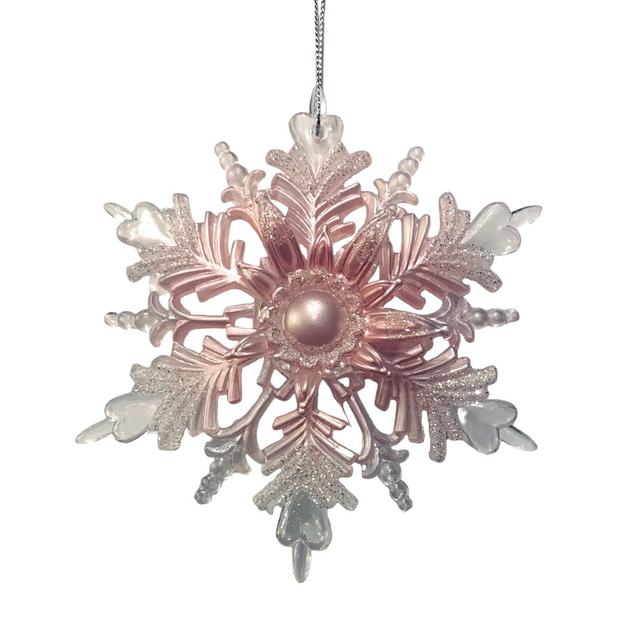 Pink Acrylic Snowflake Ornament