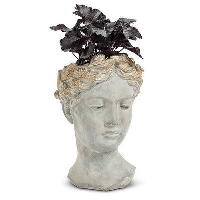 Woman Head Planter with Gold Detailing  - Large | Putti Fine Furnishings Canada