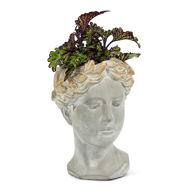 Woman Head Planter with Gold Detailing - Small - Putti Fine Furnishings