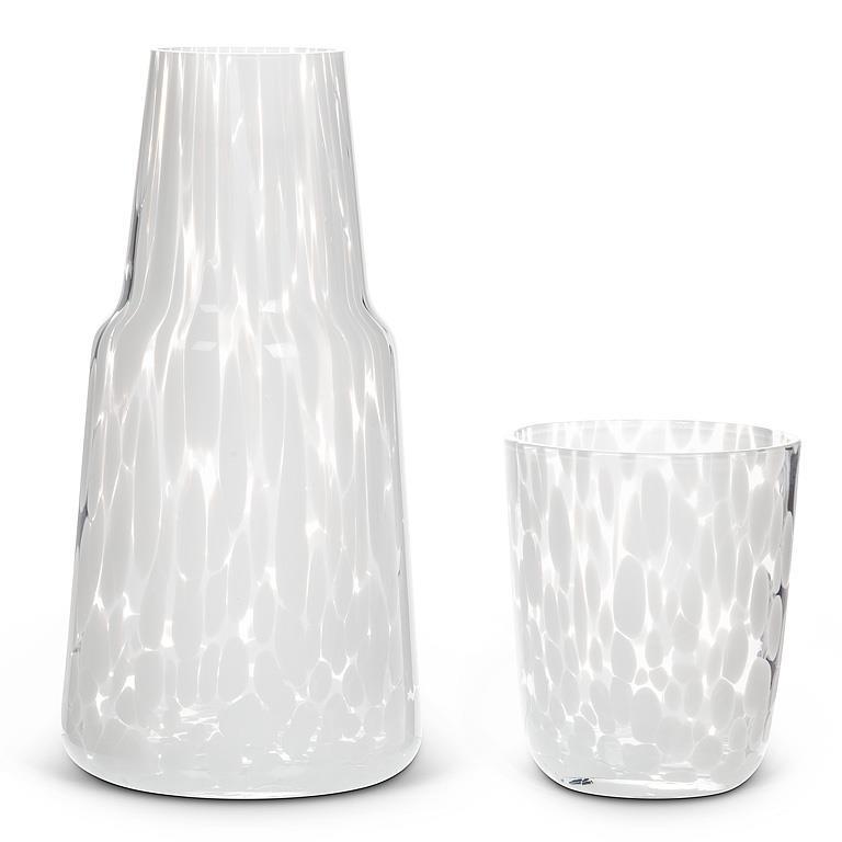 White Bedside Carafe & Cup  | Putti Fine Furnishings Canada