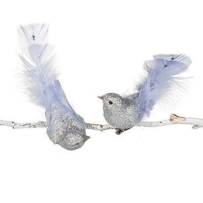 Silver & Mauve Bird Ornament | Putti Christmas Decorations