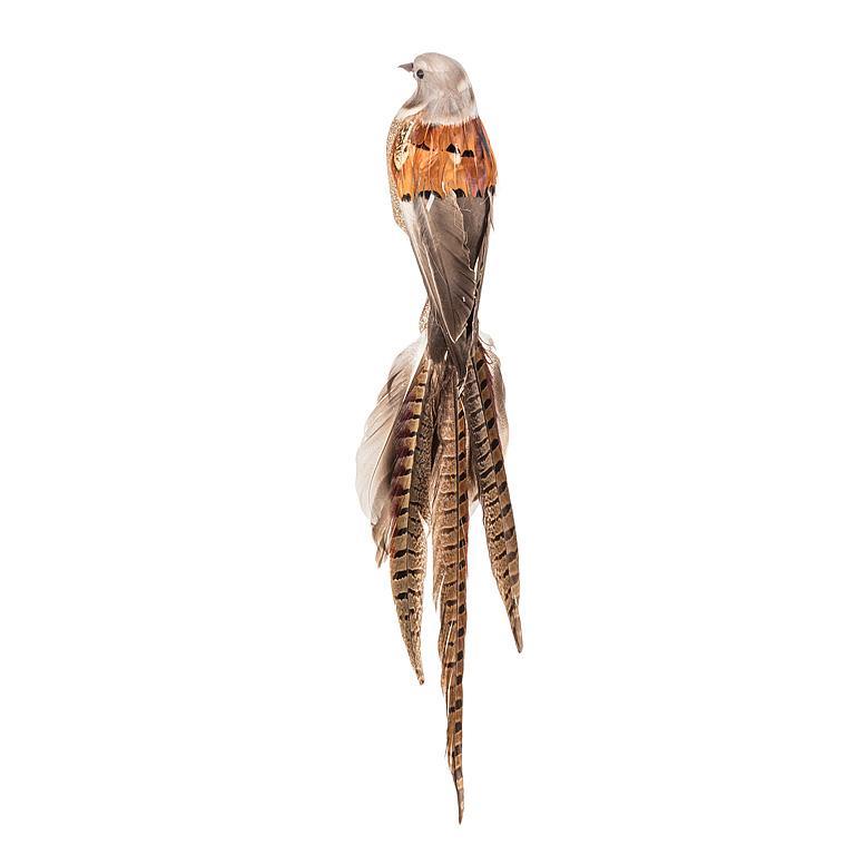 Large Natural Feather Bird Clip with Long Tail | Putti Christmas 